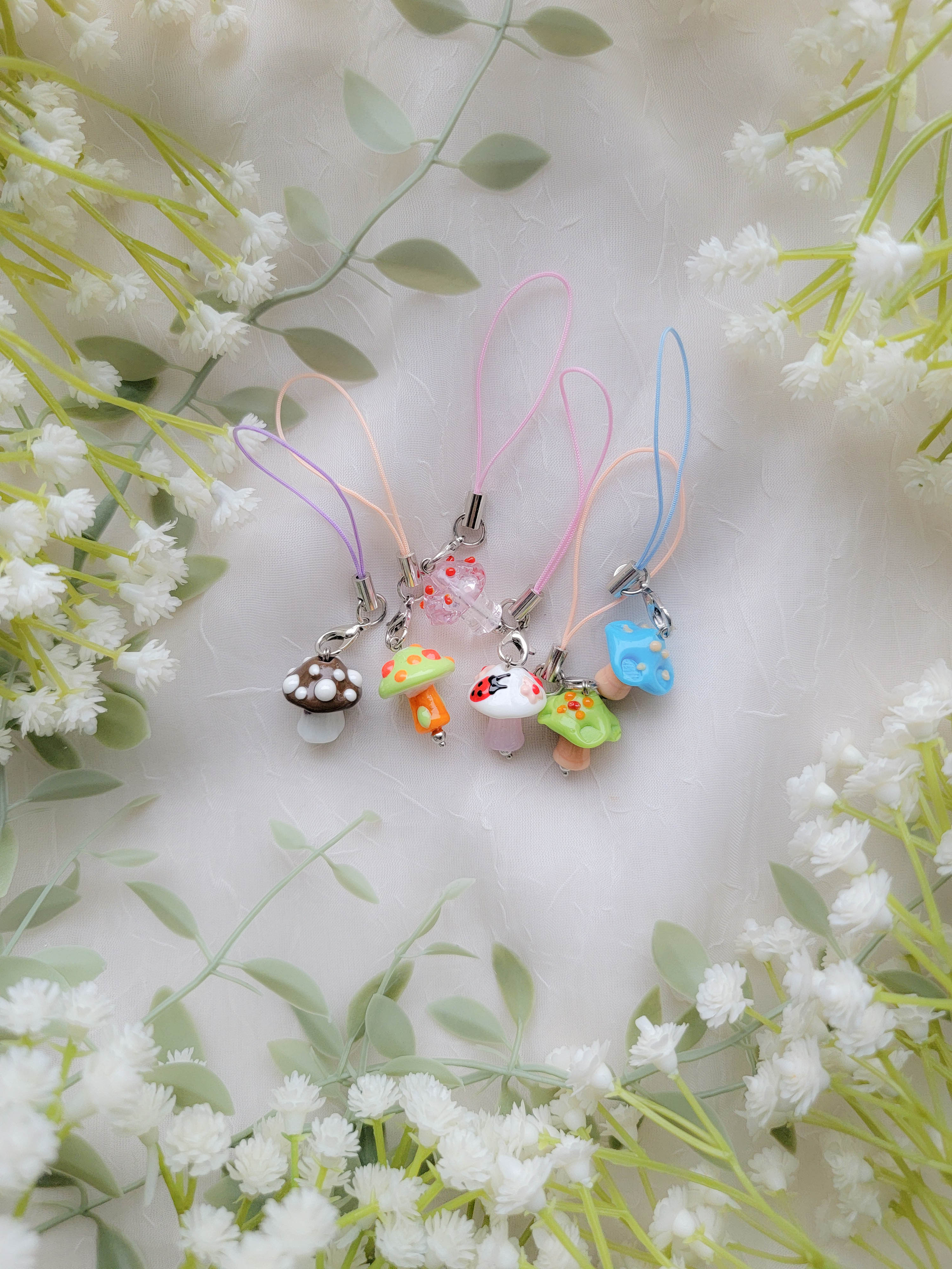 Glass Mushroom Phone Charm
