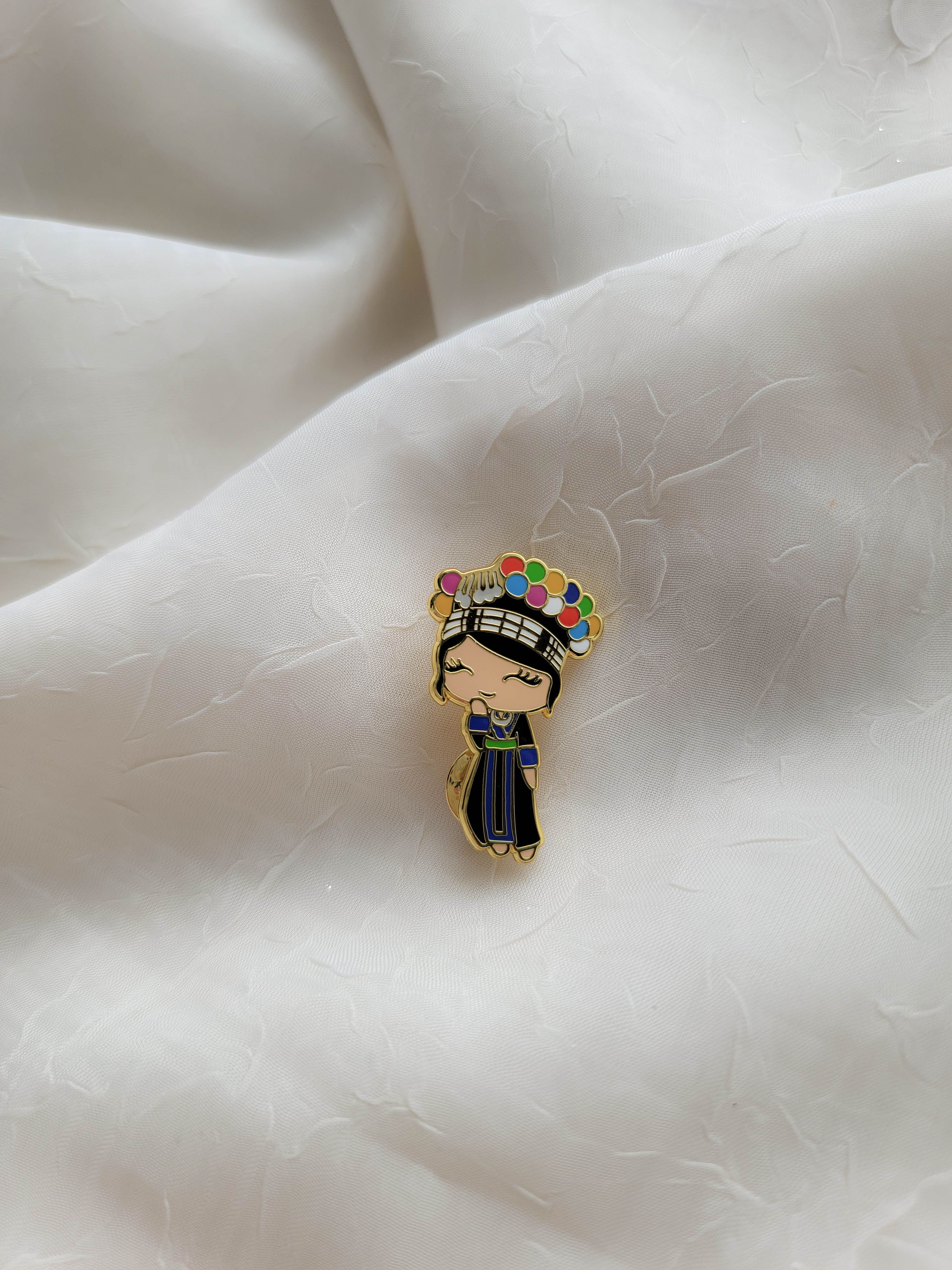 Pom Pom Hmong Girl Enamel Pin