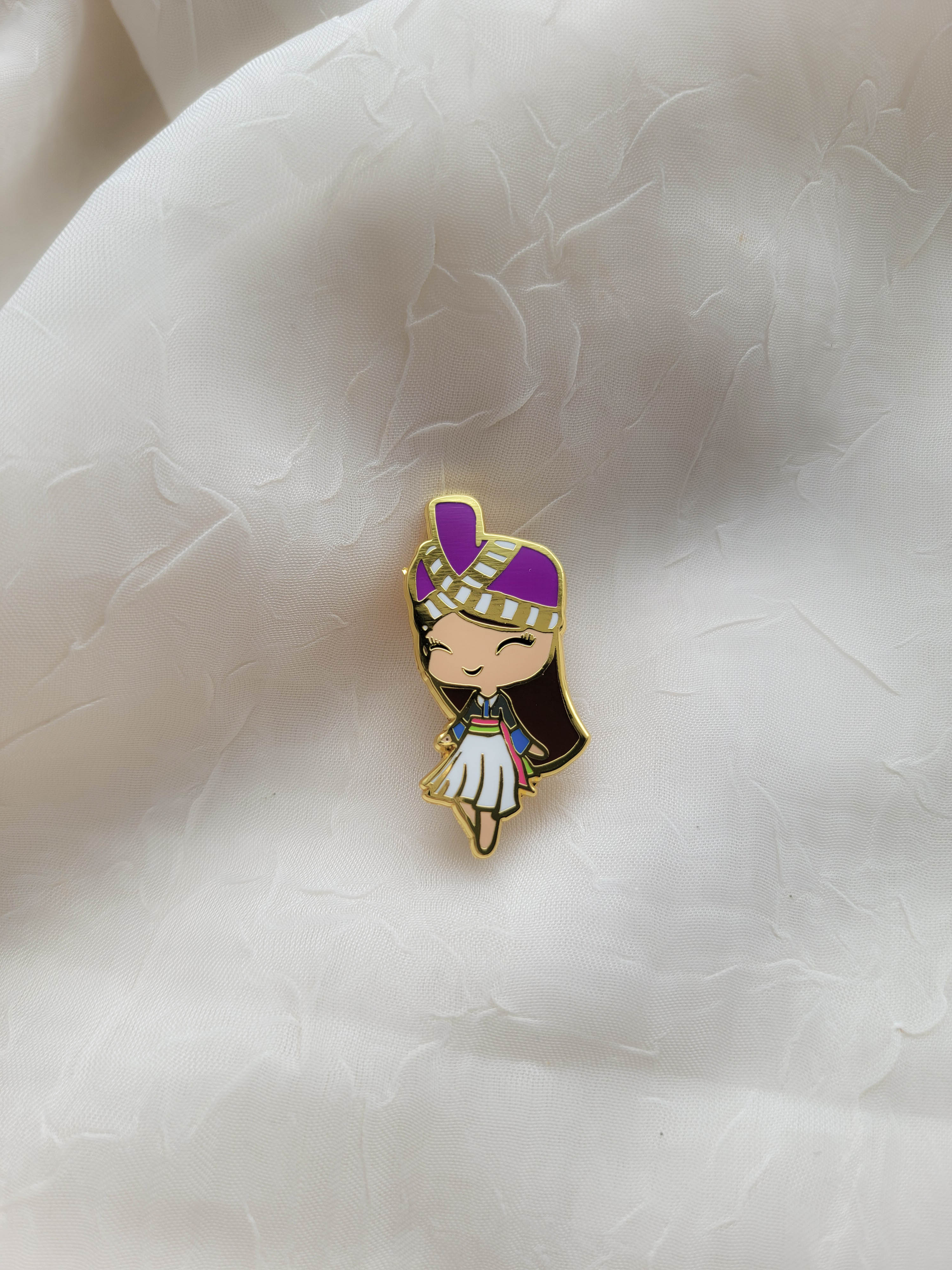 Purple Turban Hmong Girl Enamel Pin