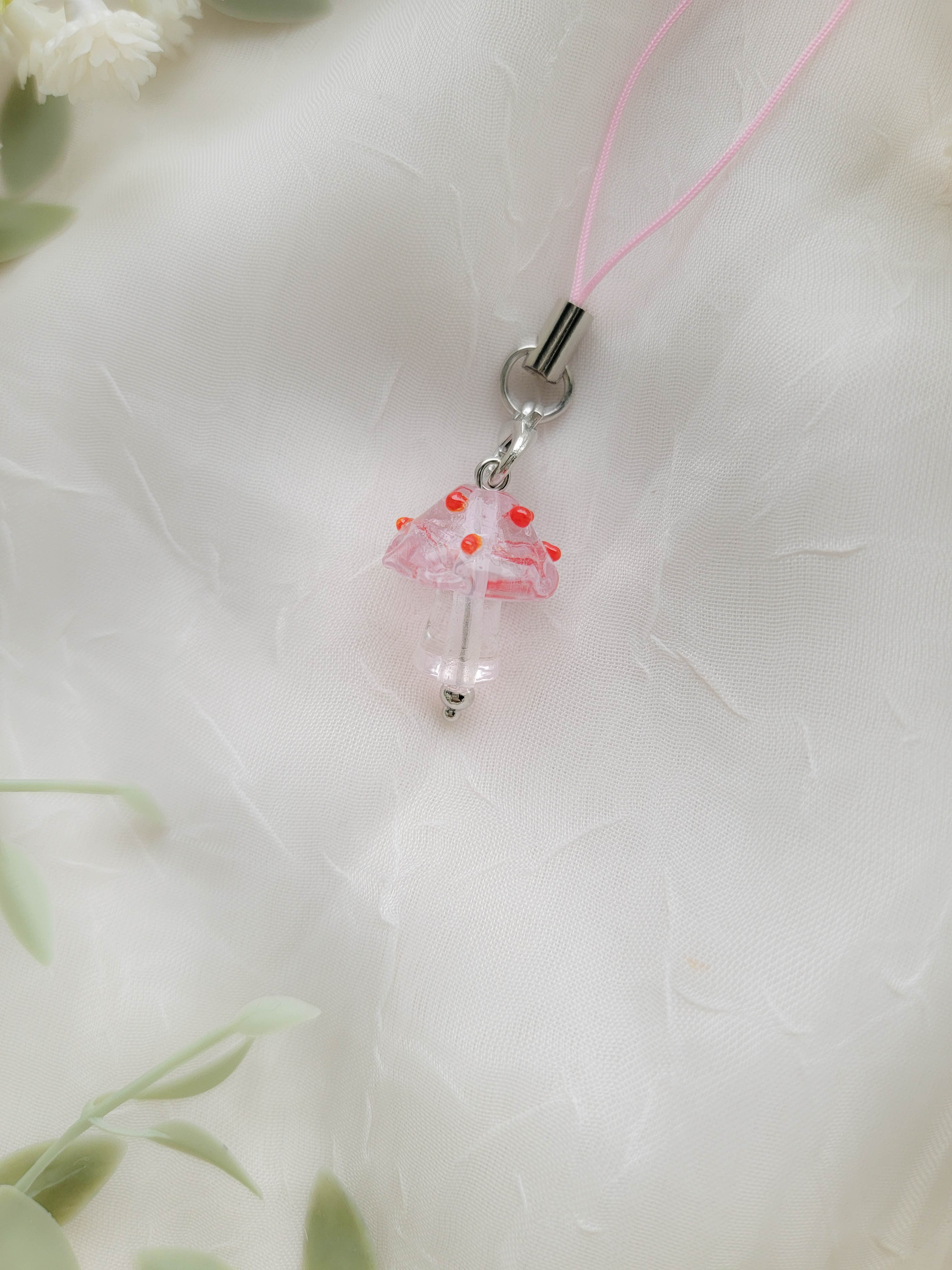 Glass Mushroom Phone Charm
