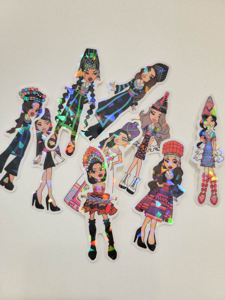 Holographic Y2K Hmong Girl Sticker