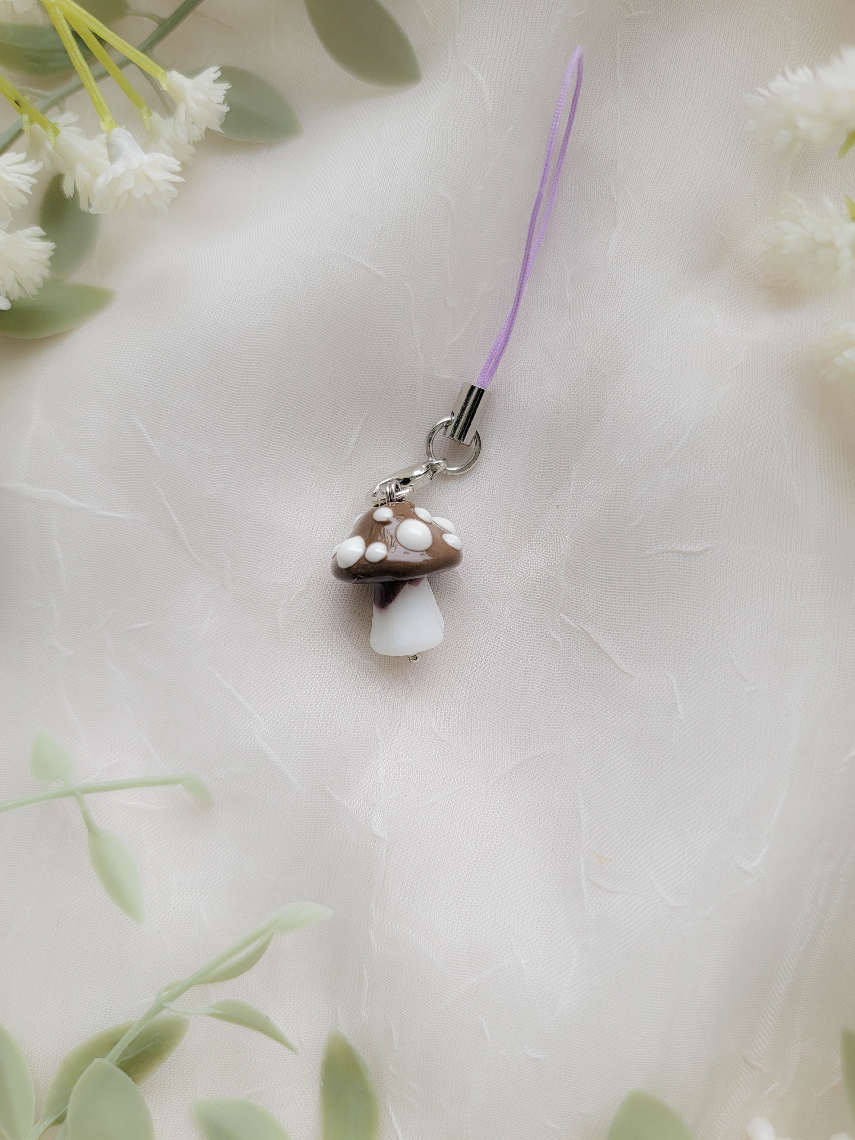 Glass Mushroom Phone Charm