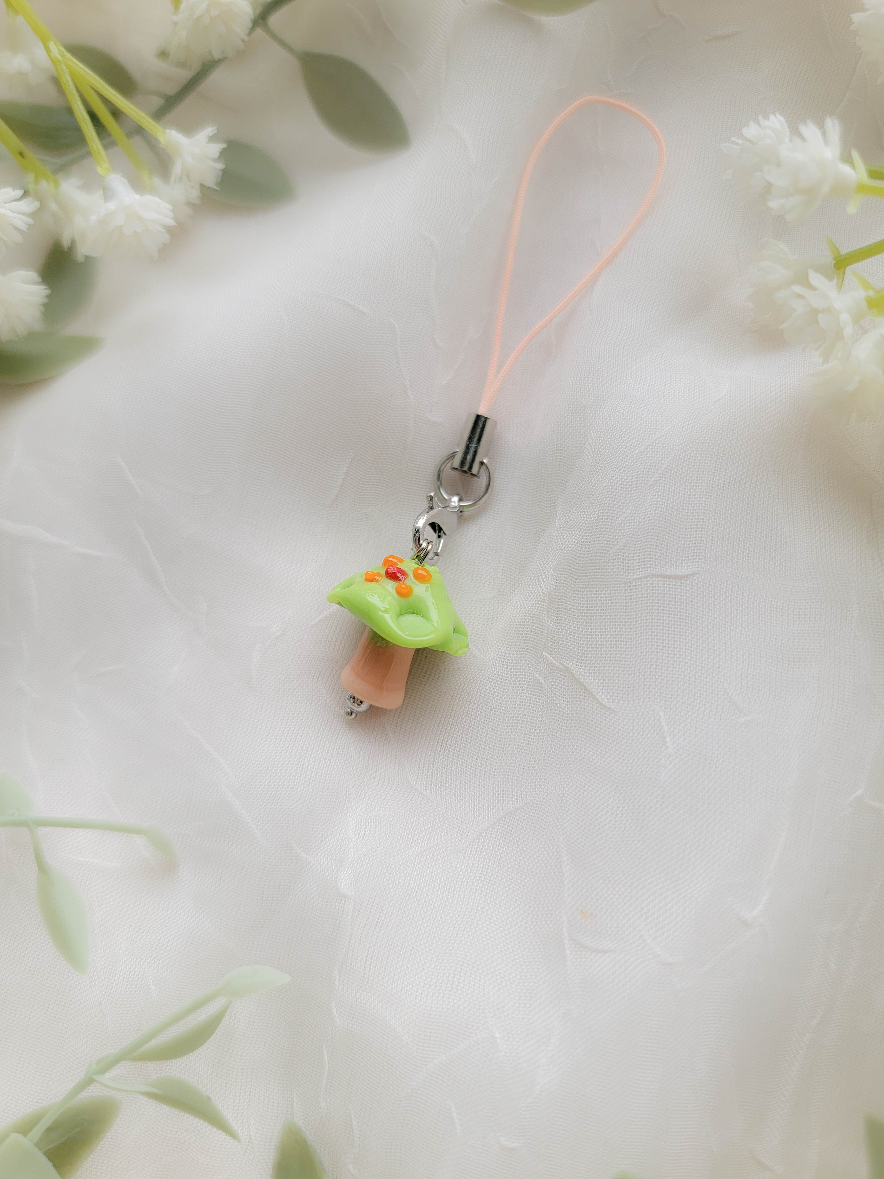 Glass Mushroom Phone Charm