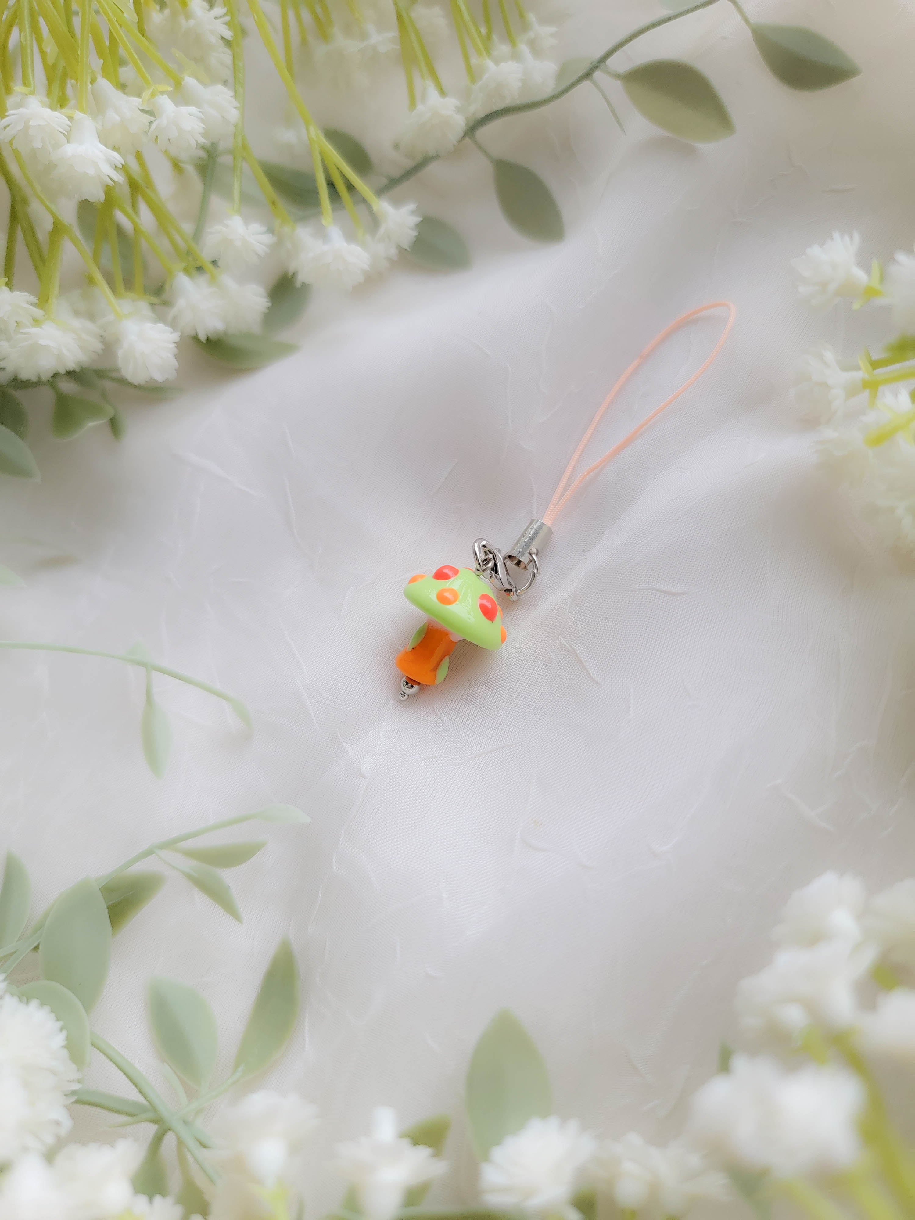 Glass Mushroom Phone Charm