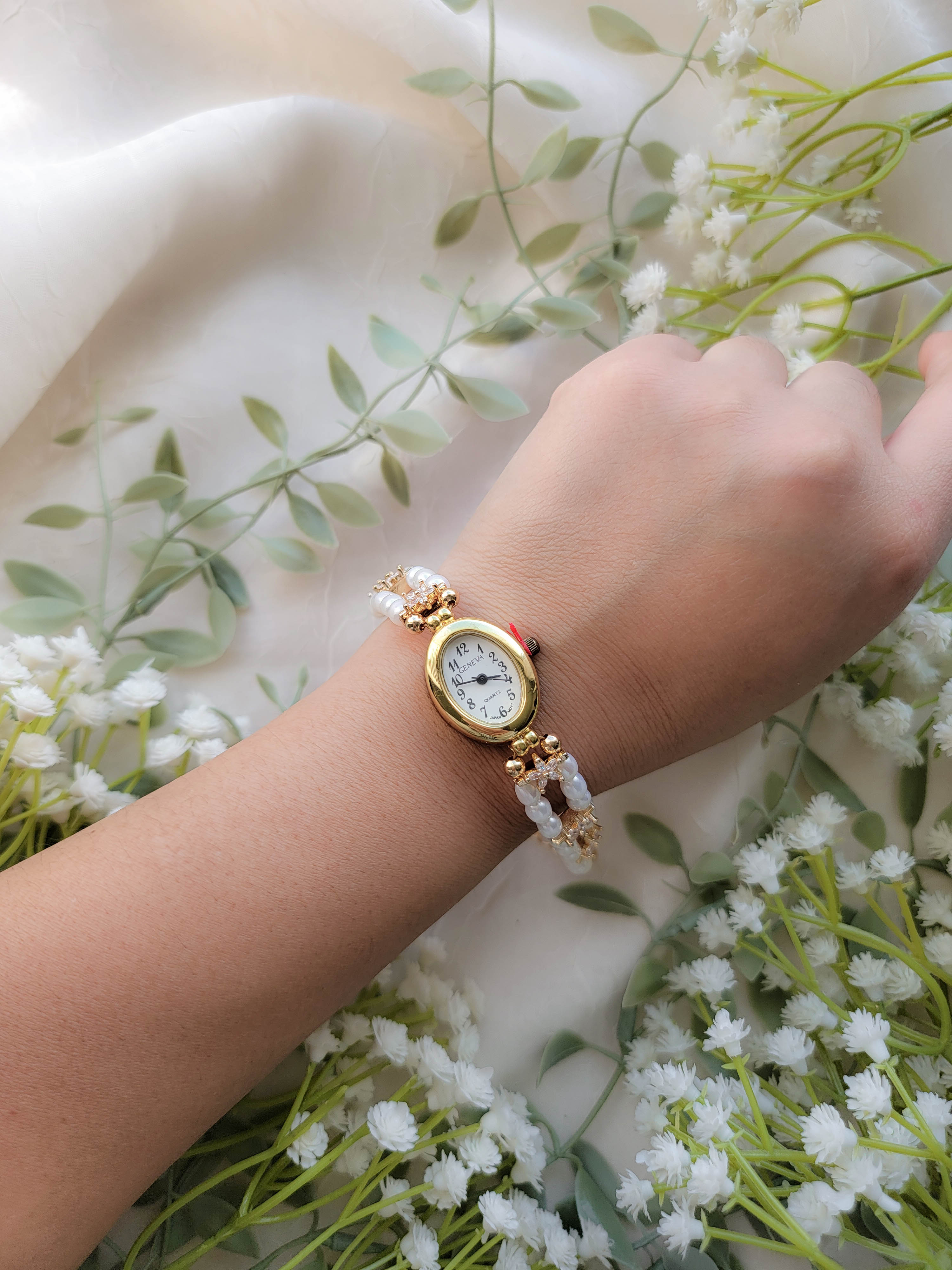 Florals & Pearls Timepiece (various lengths available)