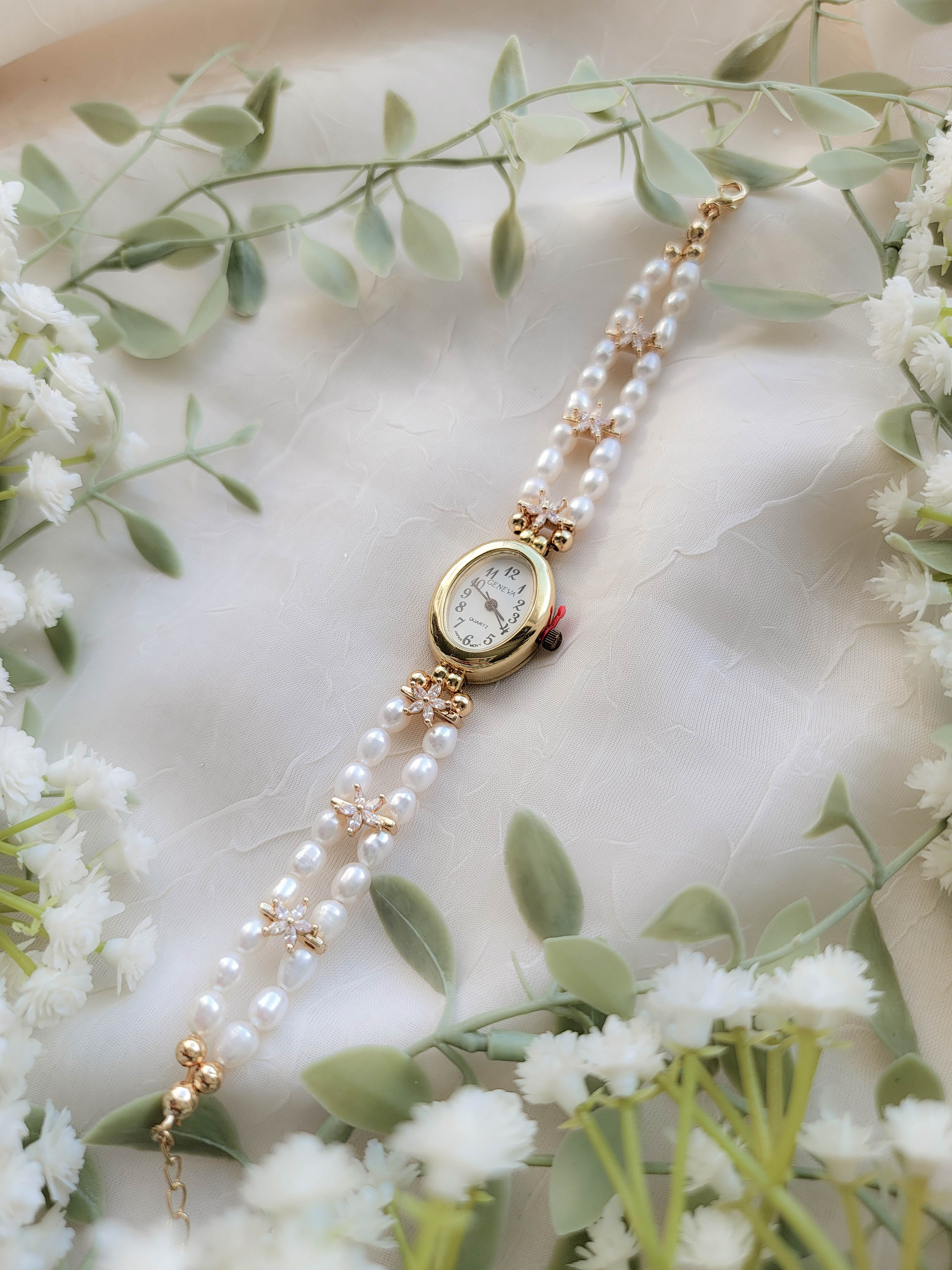 Florals & Pearls Timepiece (various lengths available)