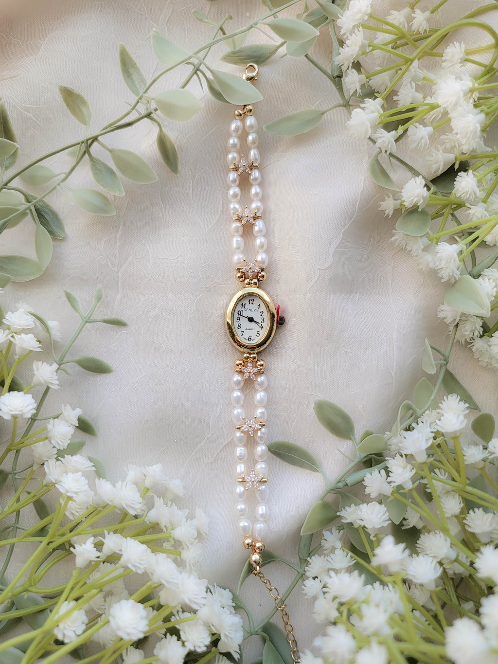 Florals & Pearls Timepiece (various lengths available)