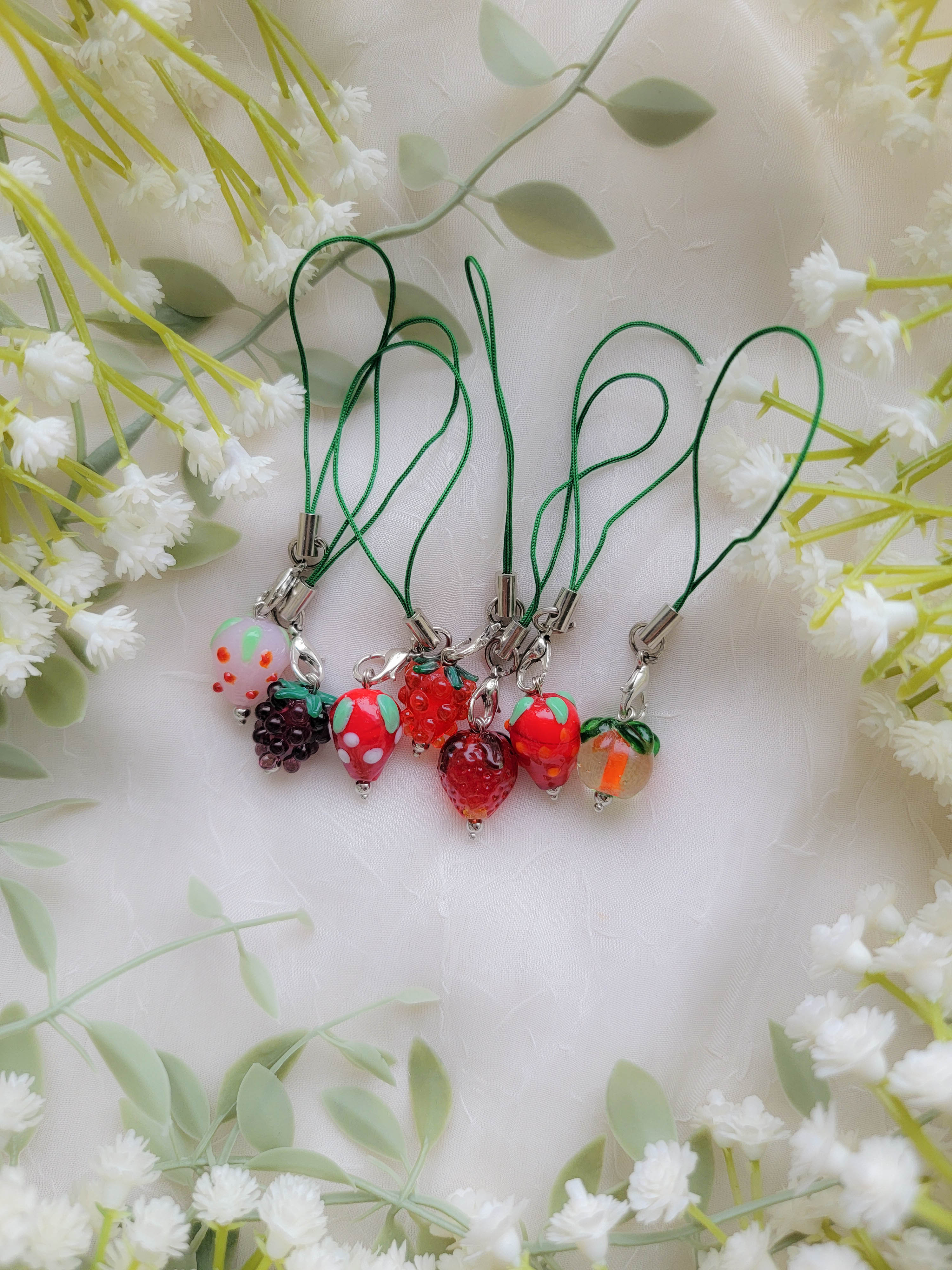 Glass Fruit Phone Charm