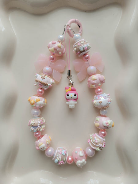 Chunky Pink My Melody Wristlet + Phone Charm
