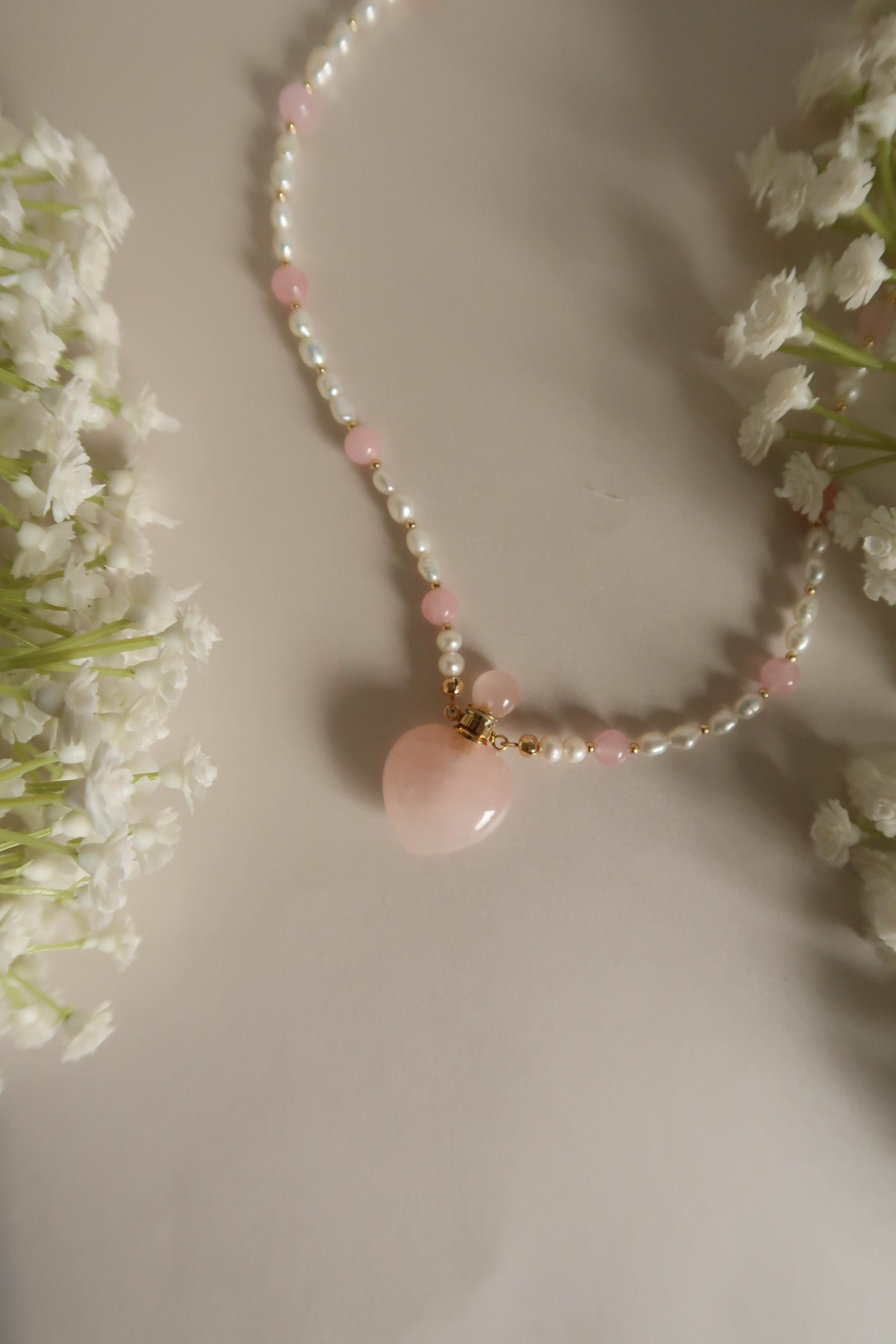 Gold/Pink/Pearls Perfume Locket