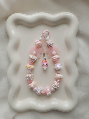 Chunky Pink My Melody Wristlet + Phone Charm