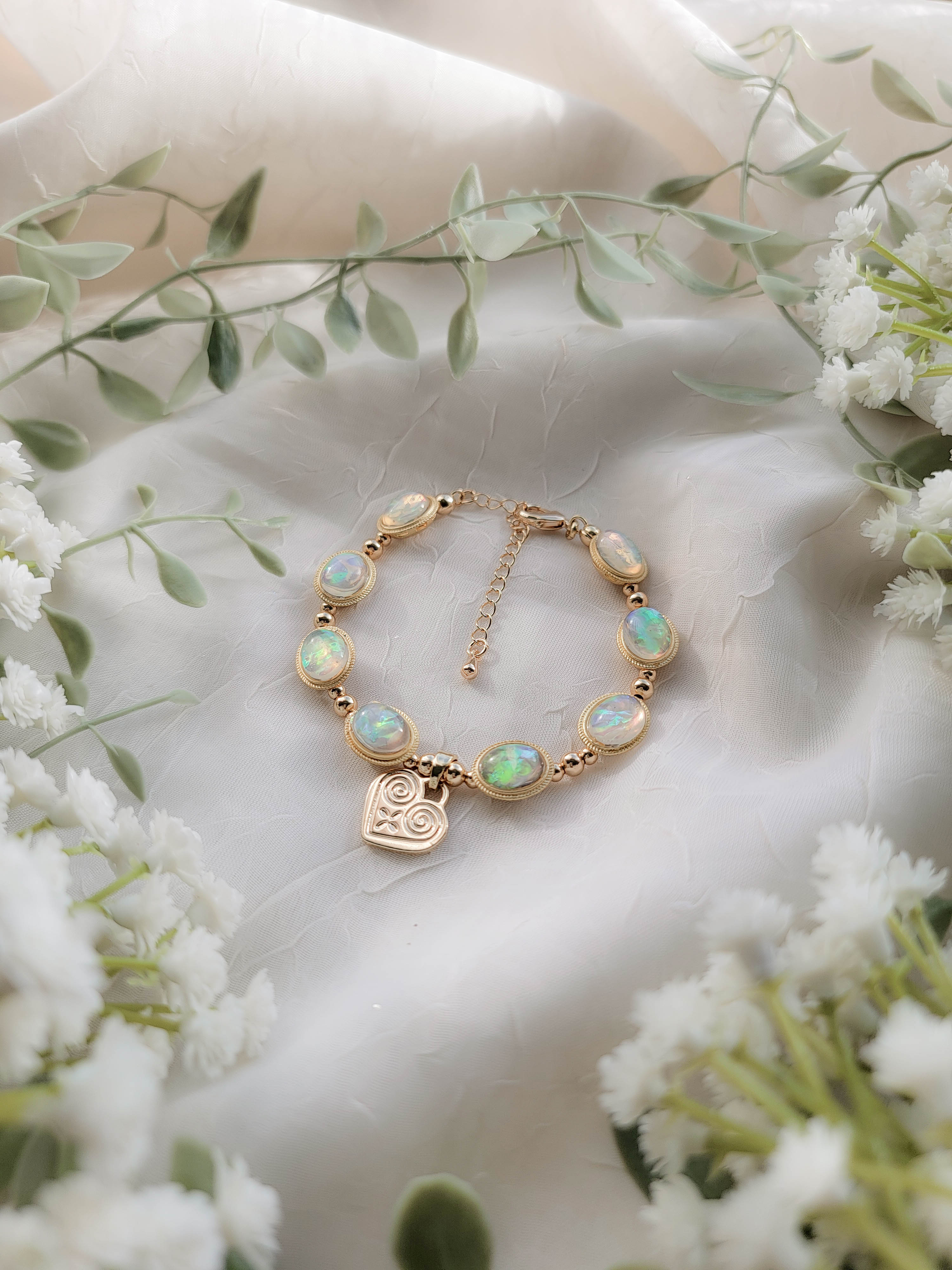 Opalite Charm Bracelet (6.75"+2")