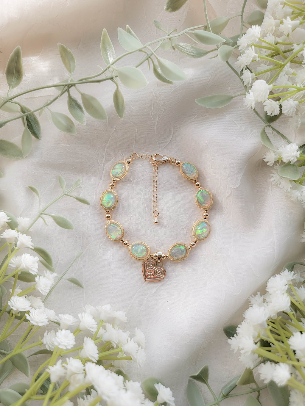 Opalite Charm Bracelet (6.75"+2")