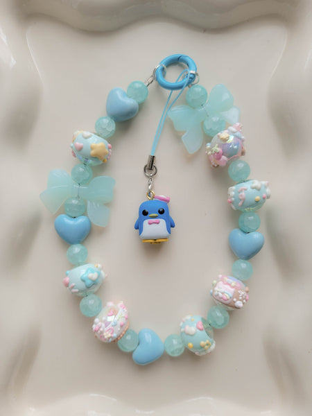 Chunky Blue Tuxedo Sam Wristlet + Phone Charm (option 3)