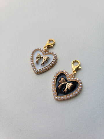 Pearl Bow Heart Charm