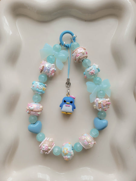 Chunky Blue Tuxedo Sam Wristlet + Phone Charm (option 2)