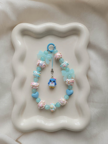 Chunky Blue Tuxedo Sam Wristlet + Phone Charm (option 2)