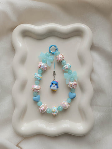 Chunky Blue Tuxedo Sam Wristlet + Phone Charm (option 2)