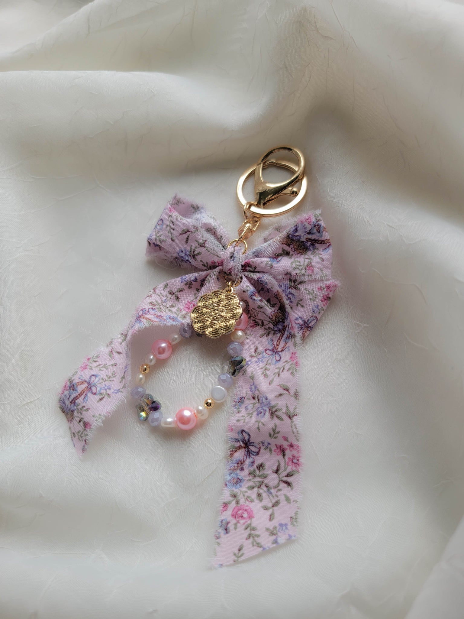 Purple Florals Bag Charm