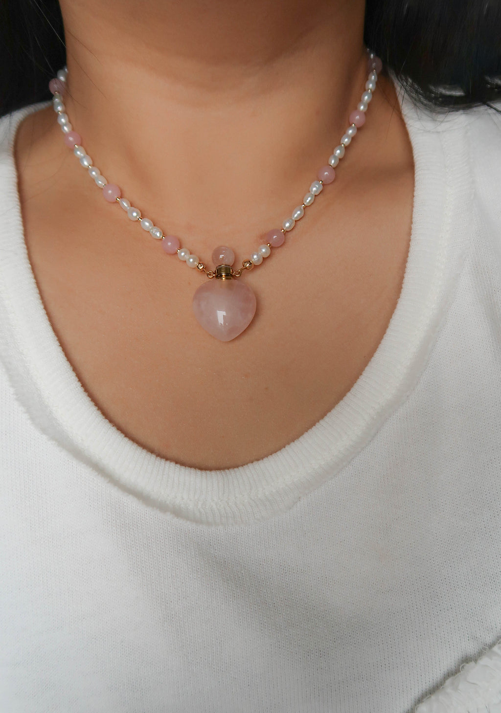 Gold/Pink/Pearls Perfume Locket