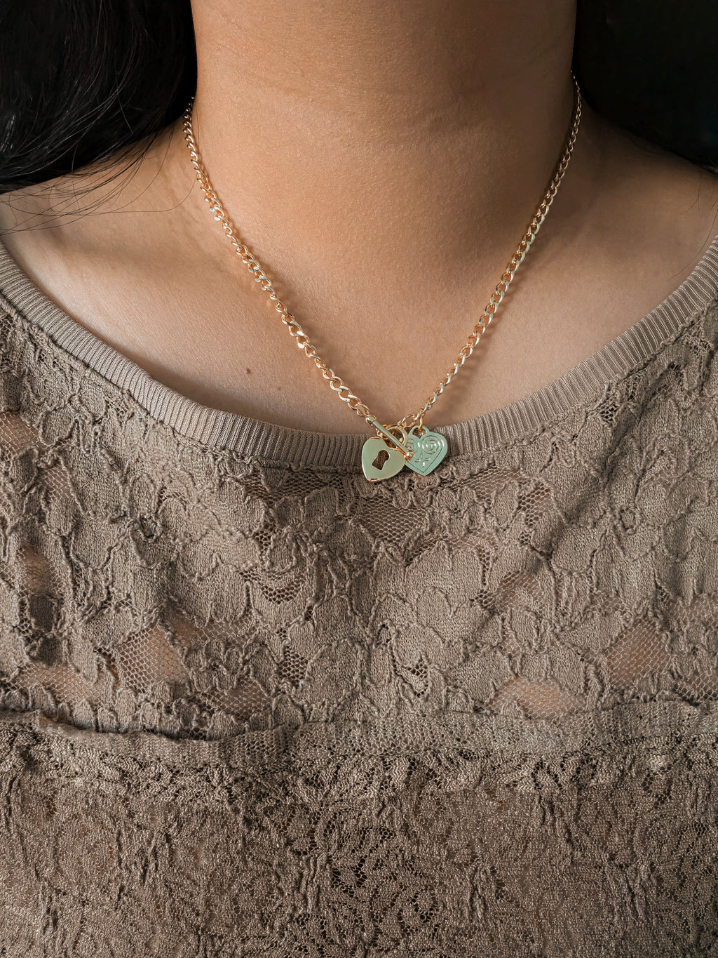 Heart Lock Toggle Necklace