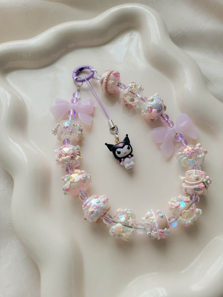 Chunky Purple Kuromi Wristlet + Phone Charm