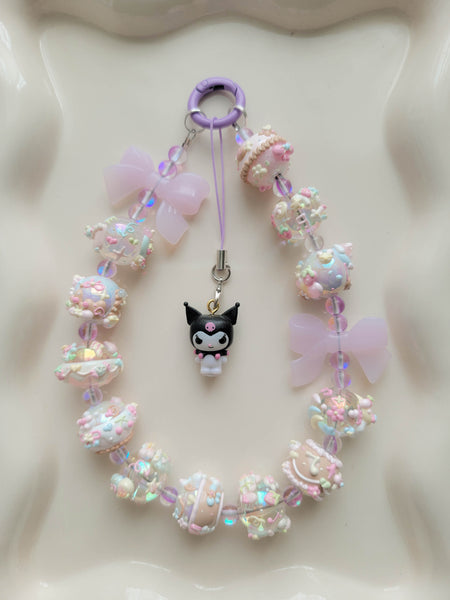 Chunky Purple Kuromi Wristlet + Phone Charm