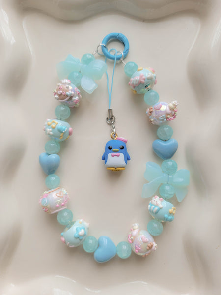 Chunky Blue Tuxedo Same Wristlet + Phone Charm (option 1)