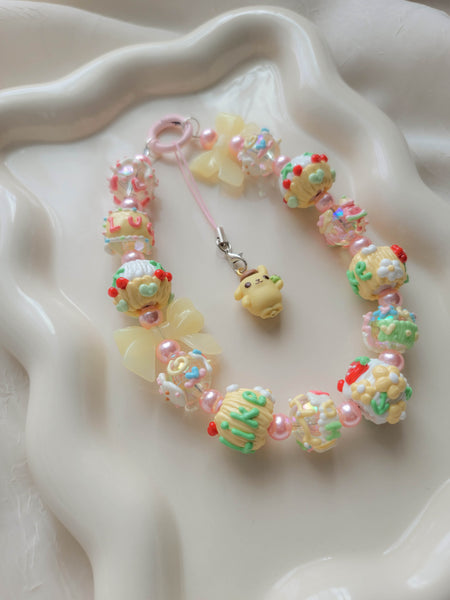Chunky Yellow Pompompurin Wristlet + Phone Charm