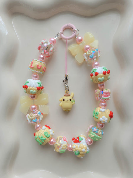 Chunky Yellow Pompompurin Wristlet + Phone Charm