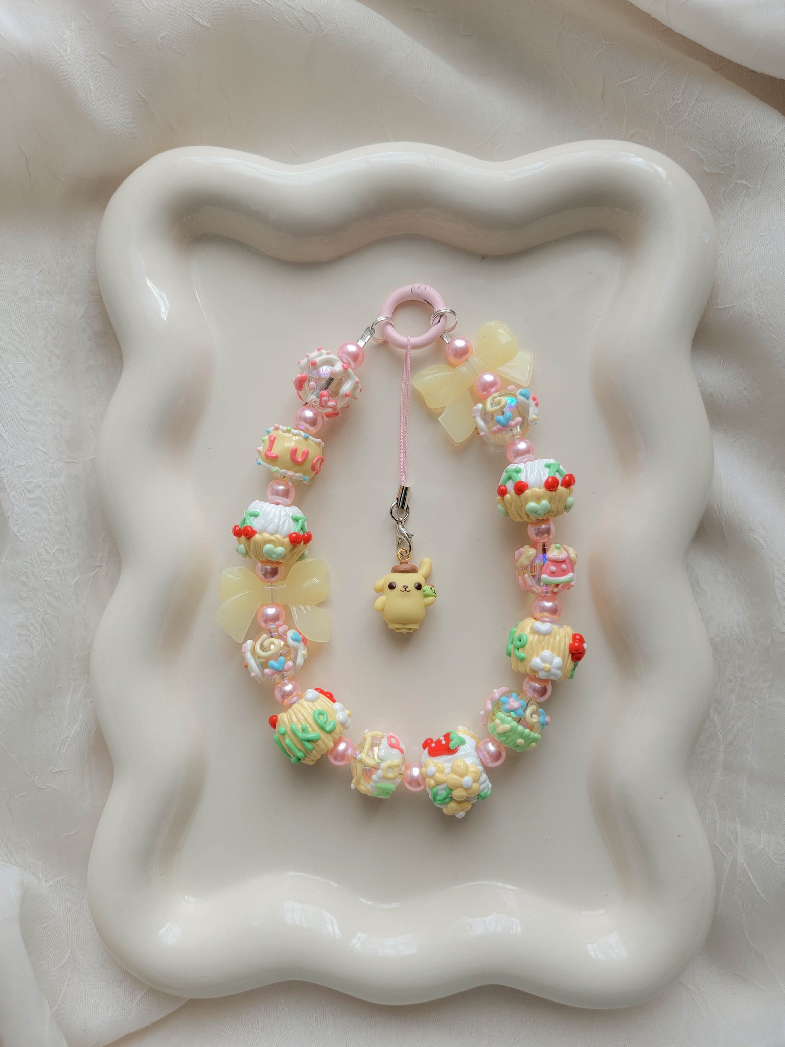 Chunky Yellow Pompompurin Wristlet + Phone Charm
