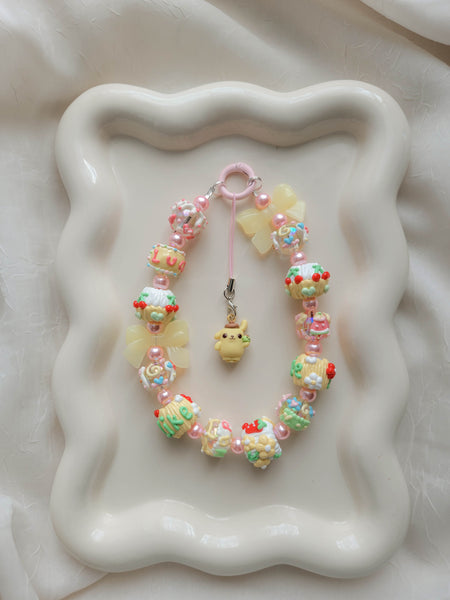 Chunky Yellow Pompompurin Wristlet + Phone Charm