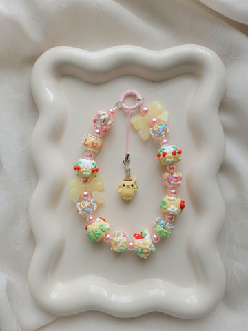Chunky Yellow Pompompurin Wristlet + Phone Charm