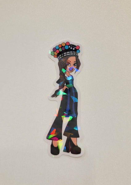 Holographic Y2K Hmong Girl Sticker