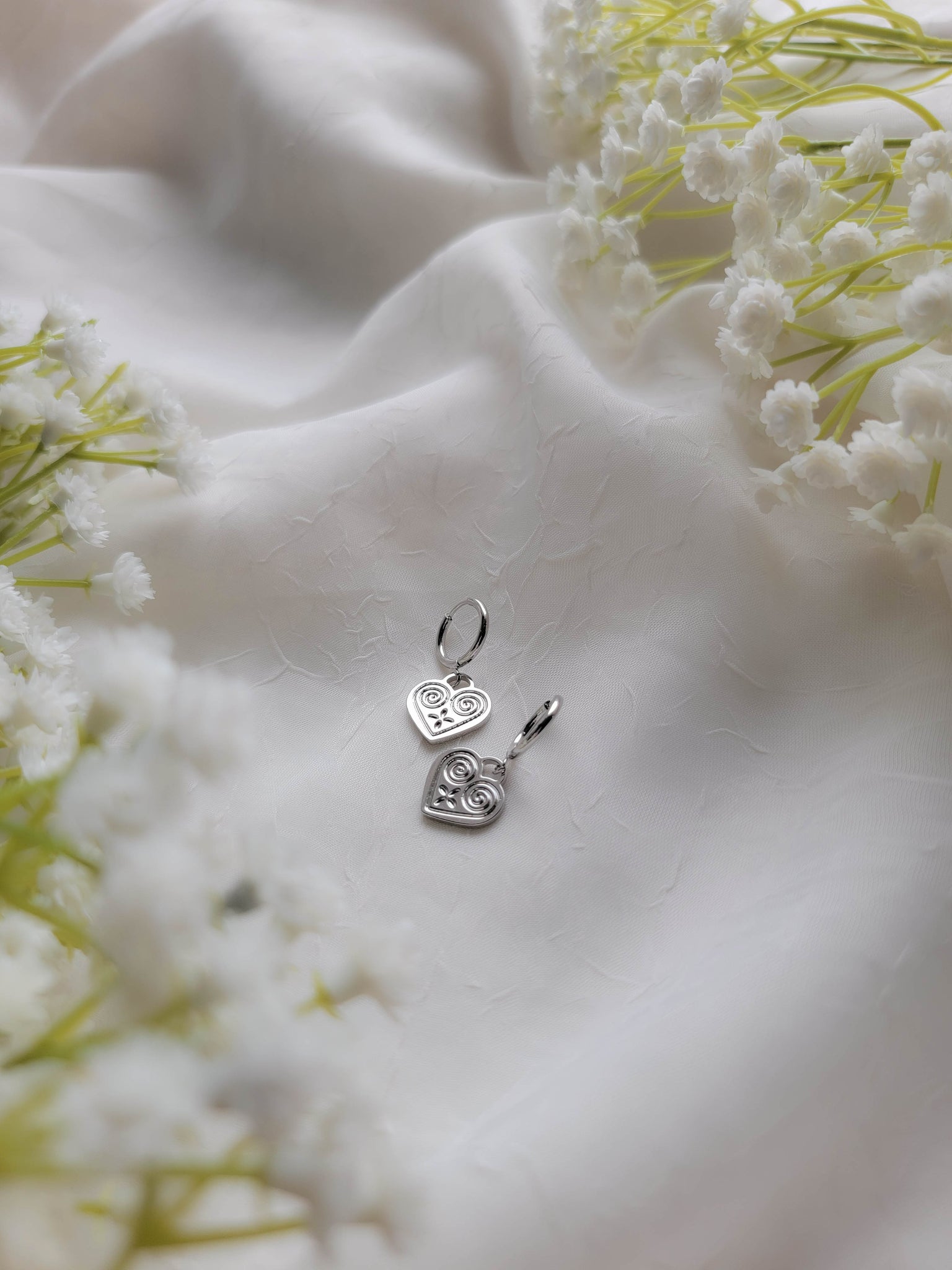 Silver Heart Huggies