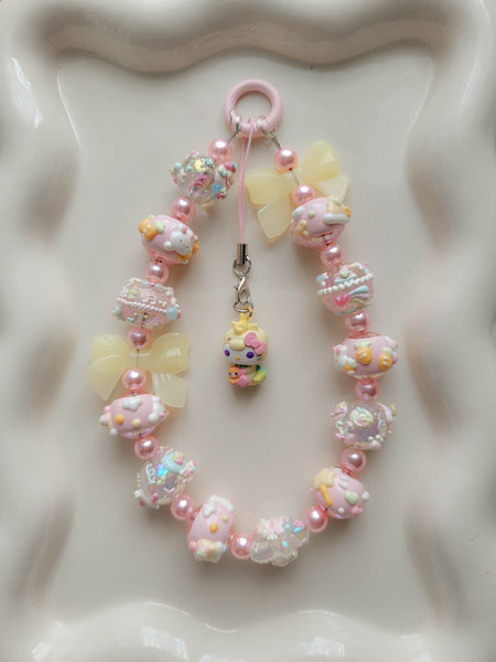 Chunky Yellow Hello Kitty Wristlet + Phone Charm