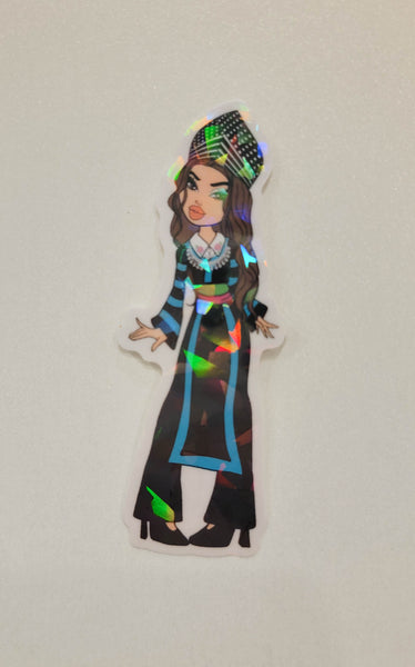 Holographic Y2K Hmong Girl Sticker