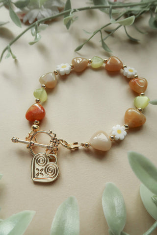 Green/Orange Beaded Charm Bracelet