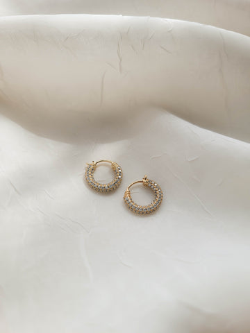 Micro Pave CZ Huggy Hoops