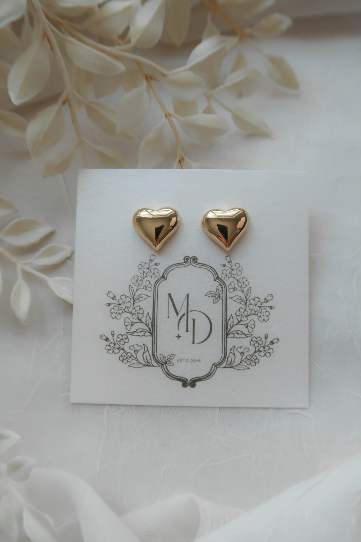 Gold Heart Studs