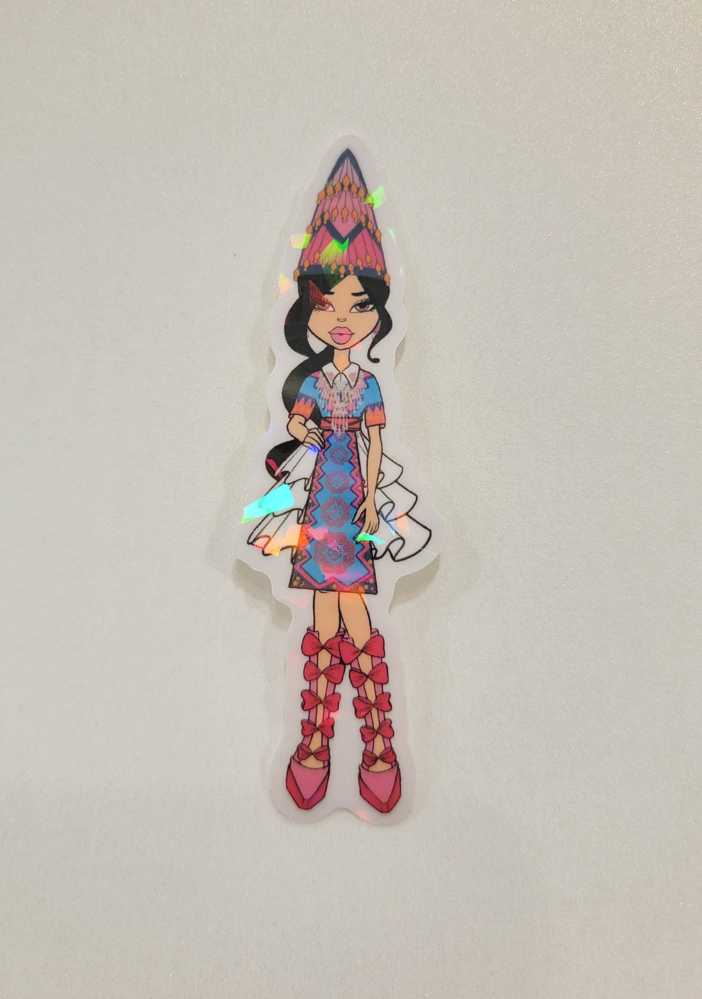 Holographic Y2K Hmong Girl Sticker