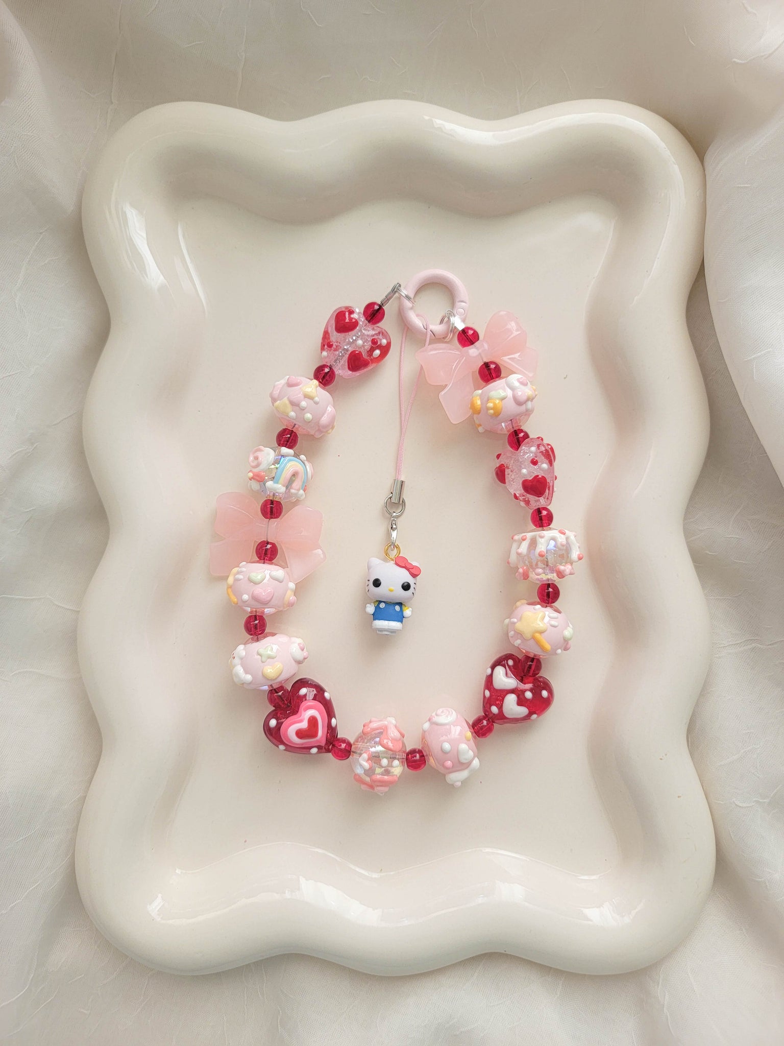 Chunky Red Hello Kitty Wristlet + Phone Charm