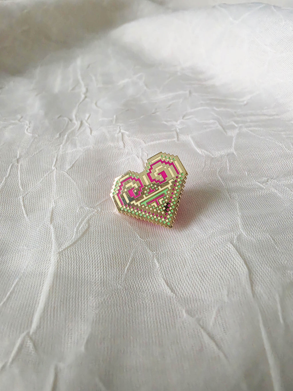 Paj Ntaub Heart Enamel Pin