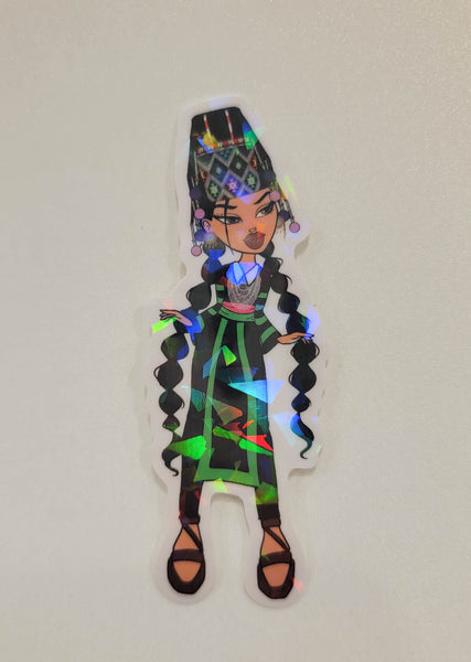 Holographic Y2K Hmong Girl Sticker