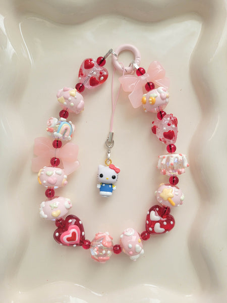 Chunky Red Hello Kitty Wristlet + Phone Charm