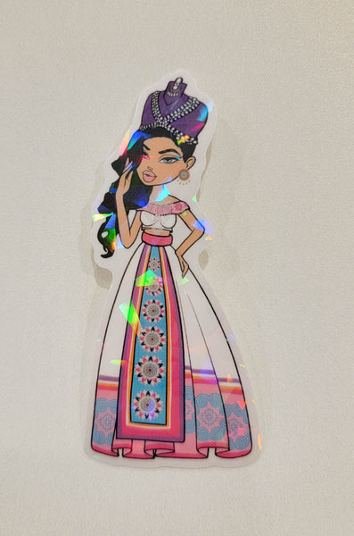 Holographic Y2K Hmong Girl Sticker