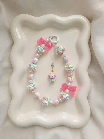 Chunky Pink/Mint My Melody Wristlet + Phone Charm