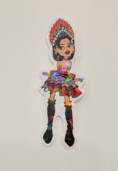 Holographic Y2K Hmong Girl Sticker