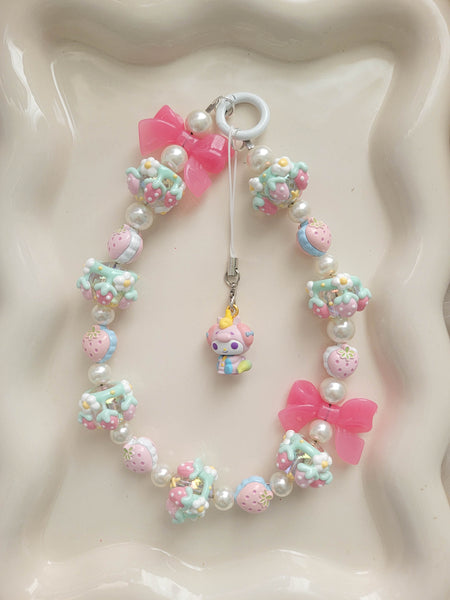 Chunky Pink/Mint My Melody Wristlet + Phone Charm