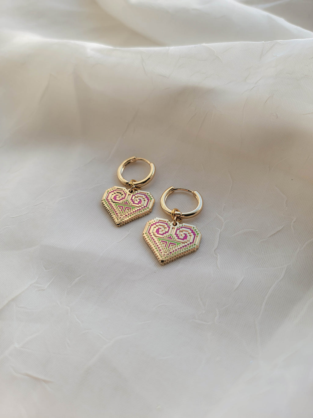 Paj Ntaub Heart Hoops